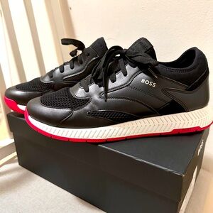 Perfect Hugo Boss Titanium Runn Black and Pink Men Shoes